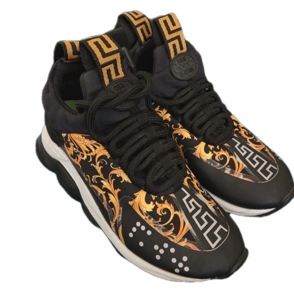 Versace Chain Reaction Baroque Black / Gold Trainers Wmns Size EU 36 US Sz 6 - Picture 3 of 16